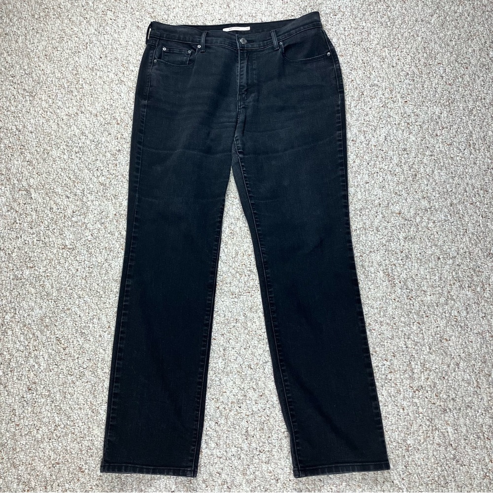 Levi's Jeans 505 Straight Black Womens Size 12 Dark Wash Stretch Denim W31 L32